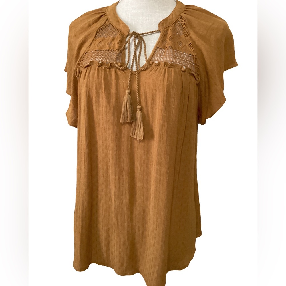 Mason & Belle Medium Top Crochet Yoke Tassel Tie Lightweight